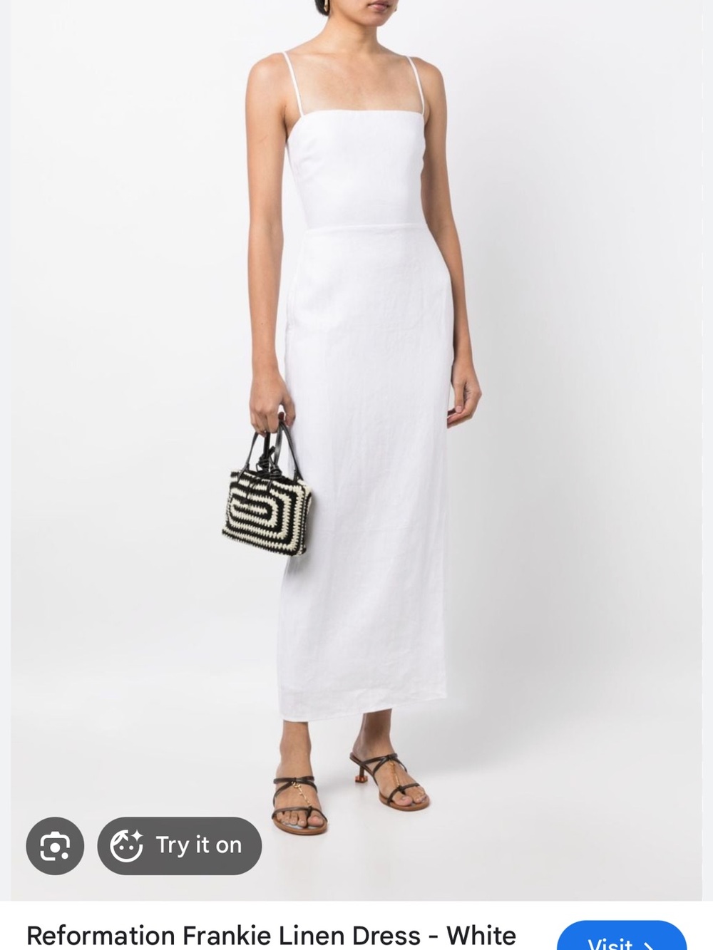Reformation White Frankie Linen Dress